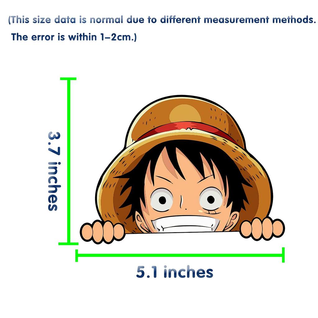 Obenao Monkey-D-Luffy Peeker Car Decal DIY Cartoon Motorcycle Laptop Decal Skateboard Bike Bumper Window Sticker Pack of 2