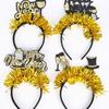 Yousheng 2026 New Year Headband with Number Logo Black Golden Sequin Design Streamer Decorated Hair Hoop Team Unity Prop