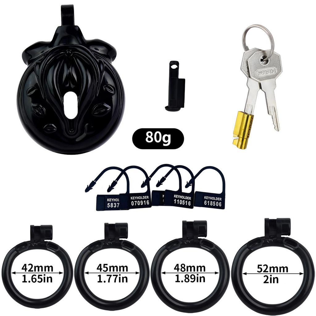 Simulation Female External Genital Cock Cage Chastity Lock Male Use Sexy Transformation Penis Lock Waterproof Customized Toys