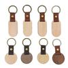 Blank Wooden Keychain Engraved Pattern Key Rings Painting Craft Key Chain Keyring Decoration