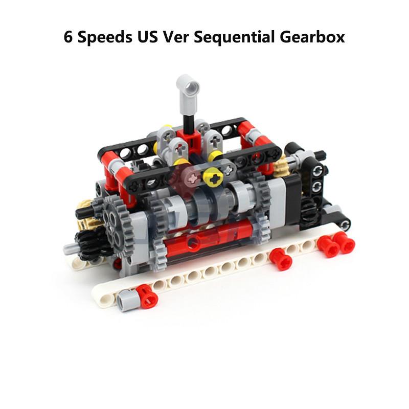 MOC High-tech parts All Kind of Multi-speed Engine Gearbox Set Model Building Blocks Bricks Compatible with Motor PF Set DIY Toy