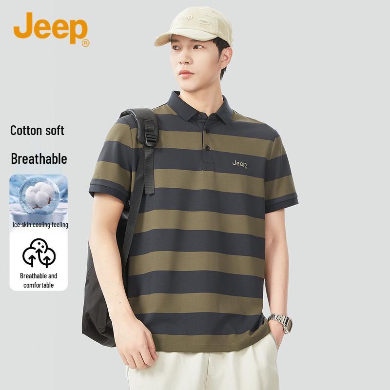 JEEP Men s Striped Polo Shirt M