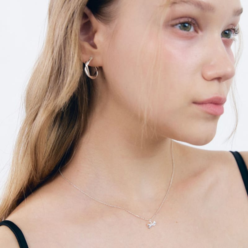 NUOY (925 Silber) Silberne Verdrehte Ohrringe