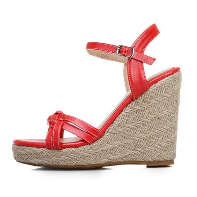 Buty na koturnie Sandały Damskie Letnia Moda Dzianinowe Wysokie Obcasy Gladiator Casual Białe Buty Imprezowe Duży Rozmiar 45 47