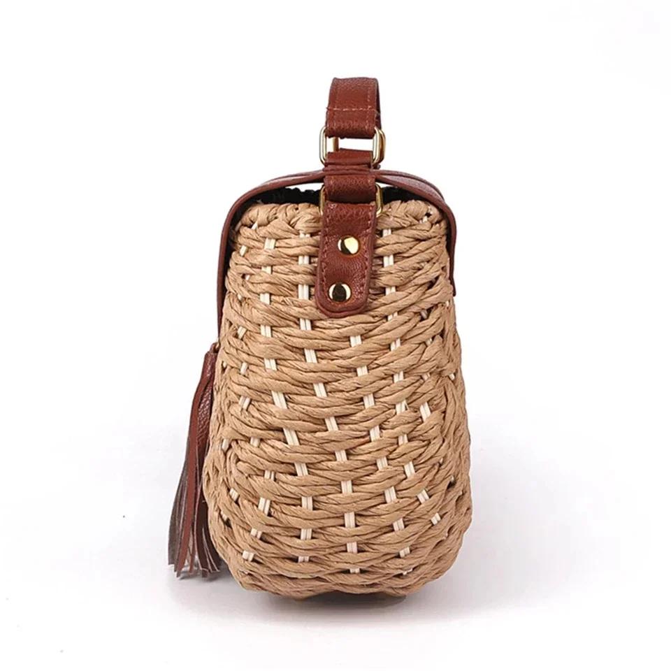Paper Rope Messenger Bag for Beach Holidays Shoulder Fabric Crossbody Straw Bags for Women High Quality Fashion Fin Wing Pocket Bag