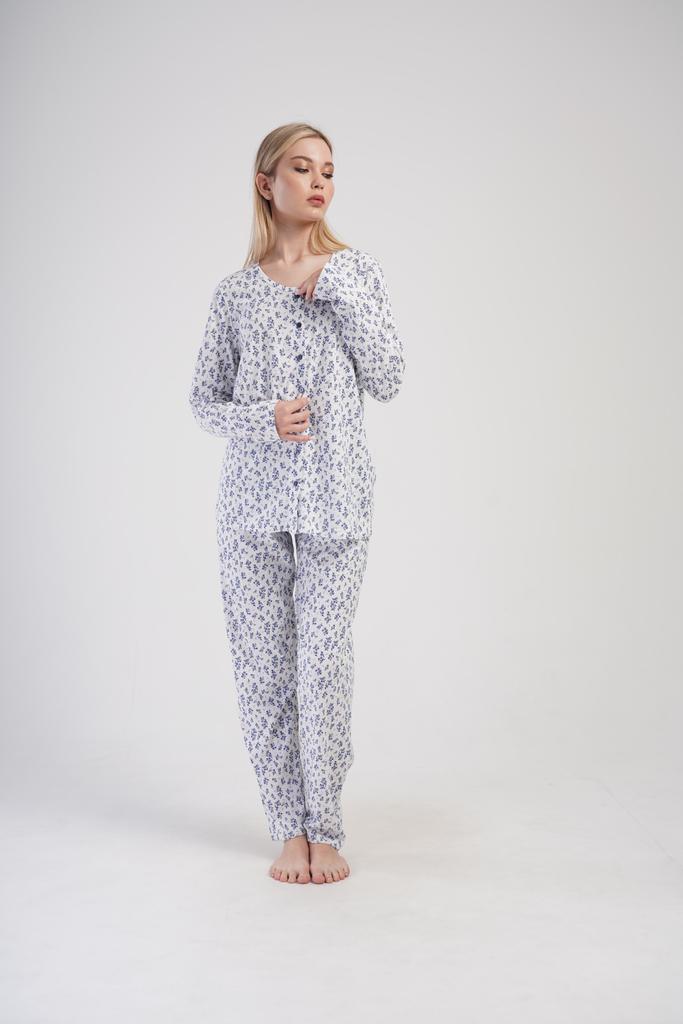 Women's Cotton Pajamas with Long Pants 3XL Vienetta Button-Up