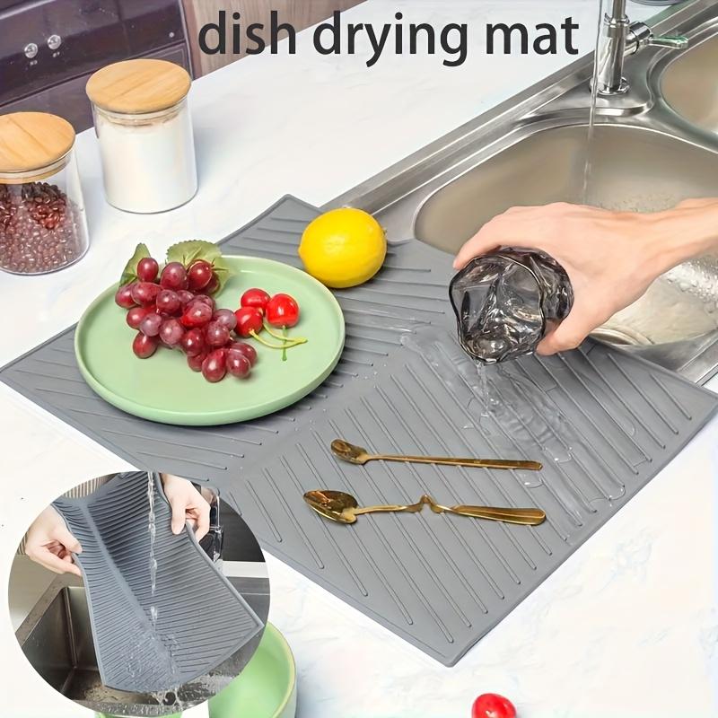 Dish Mat Kitchen Drying Silicone Raised Stripes Outlet Design Countertop Sink Draining Pad Nonslip Tableware Insulating Mat