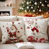 New Christmas Pillowcase Santa Claus Snowman Line Printed Cushion Pillowcase