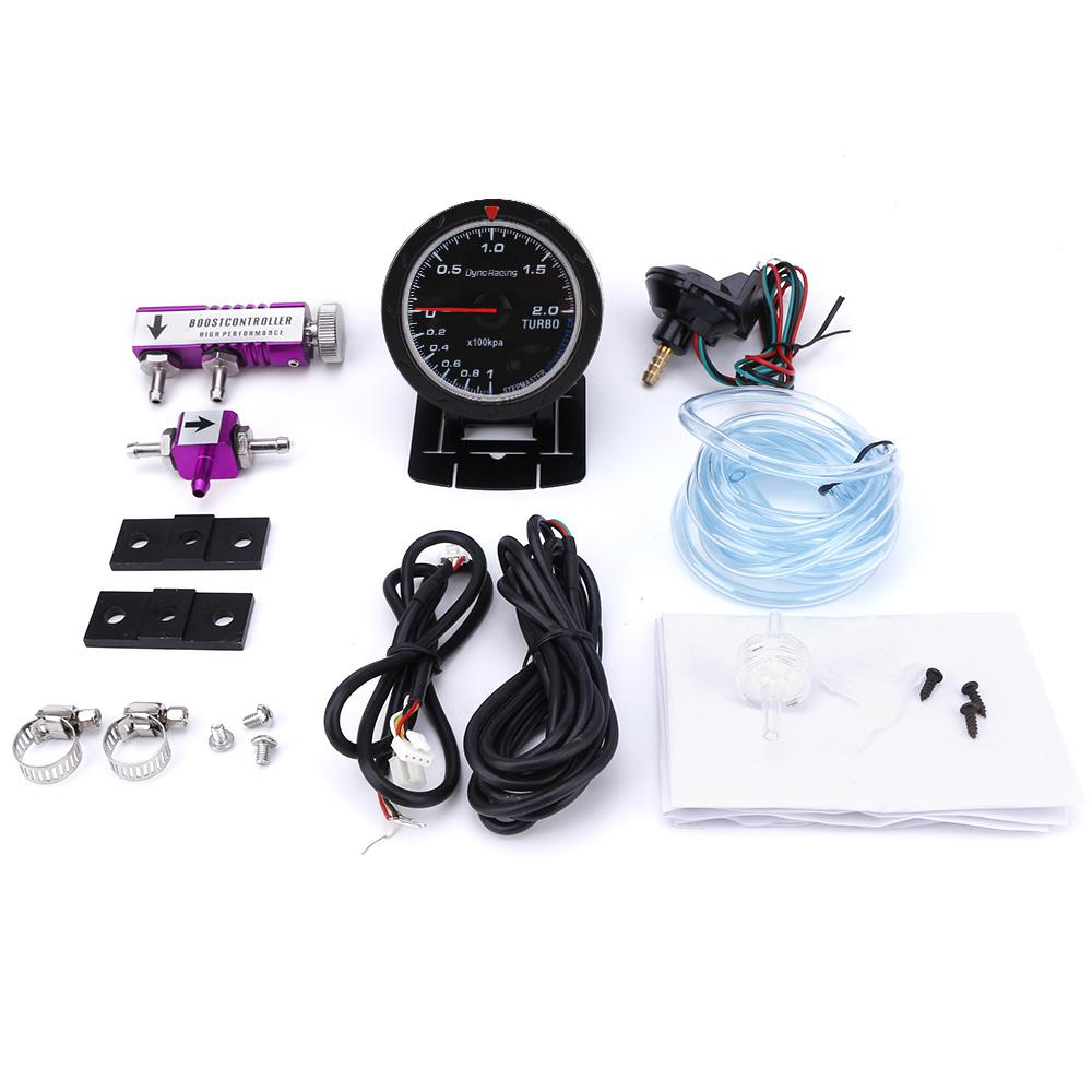 Dynoracing 60MM Car Turbo Boost Gauge + Adjustable Turbo Boost Controller Kit 1-30 PSI IN-CABIN Car Gauge Car Meter