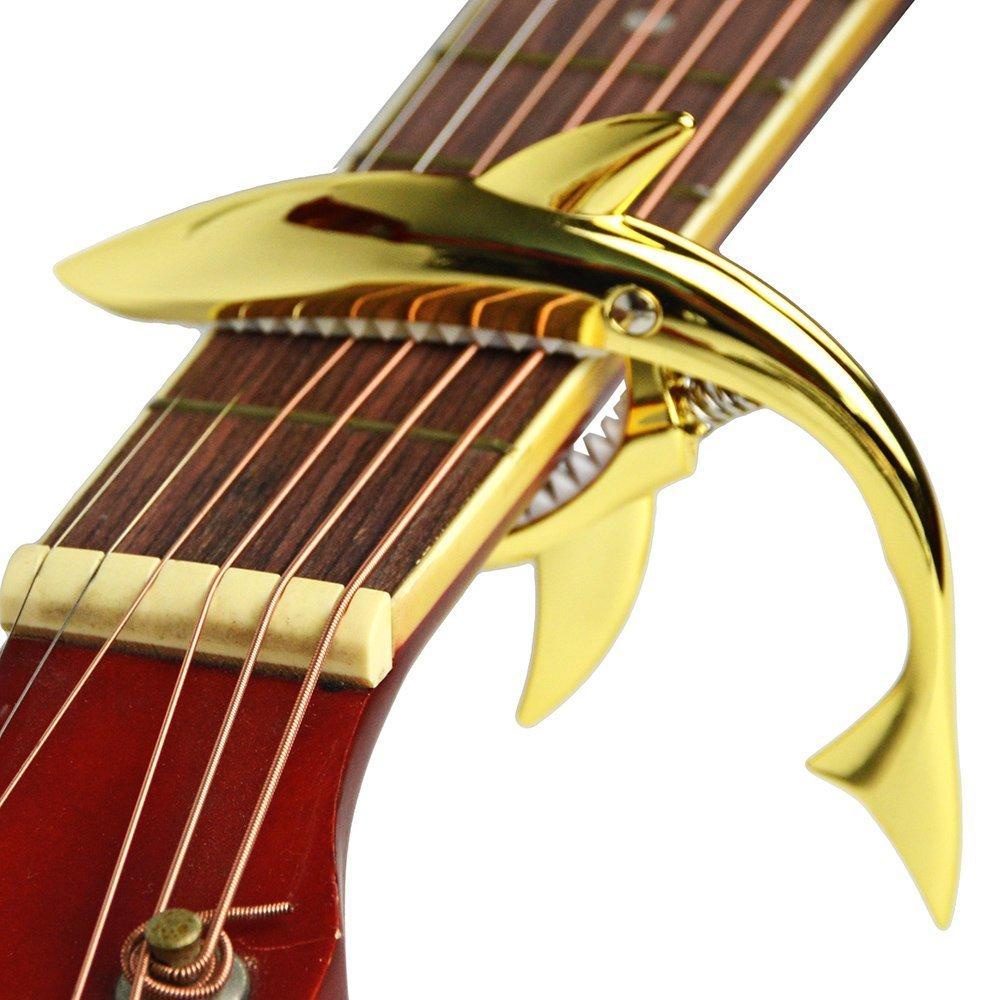 Imelod Zinc Alloy Guitar for Acoustic Electric Comfortable Fretless and Durable Capo, & Guitars, Feel, Buzz-Free, (Gold)