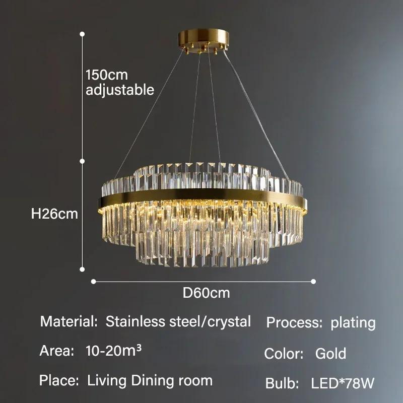 Nordic Luxury LED Crystal Chandelier Restaurant Villa Modern Minimalist Home Decoration Ceiling Light Indoor Lighting Fixtures