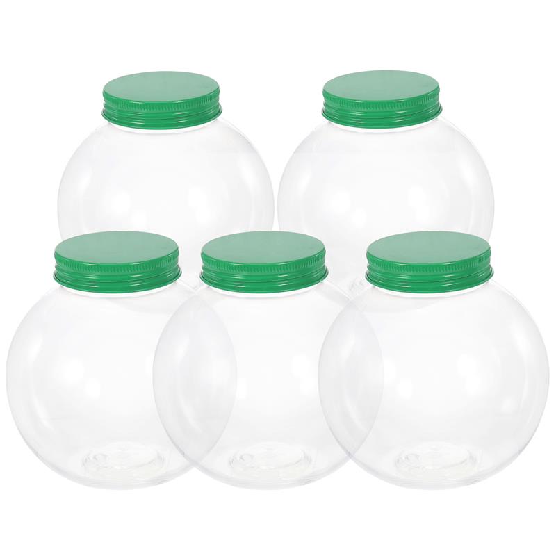 

5pcs 500ml Christmas Candy Jar Ball Shaped Candy Cookie Snack Chocolate Packing Bottle Container New Year Decoration 10.5X10X10CM зелений