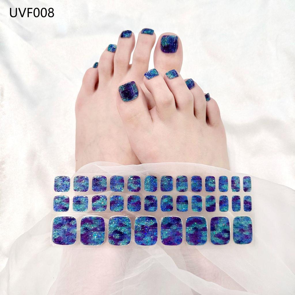 Gel Toe Nail Art Stickers - Semi-Cured UV Lamp Foot Nail Polish Stickers