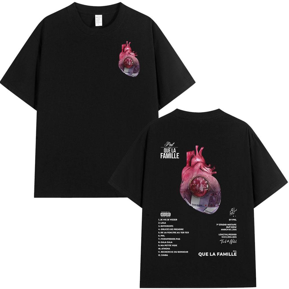 

French Rapper PNL Que La Famille Le Monde Chico Album T-shirt Men Women Hip Hop Fashion Cotton Short Sleeve T-shirts Streetwear M