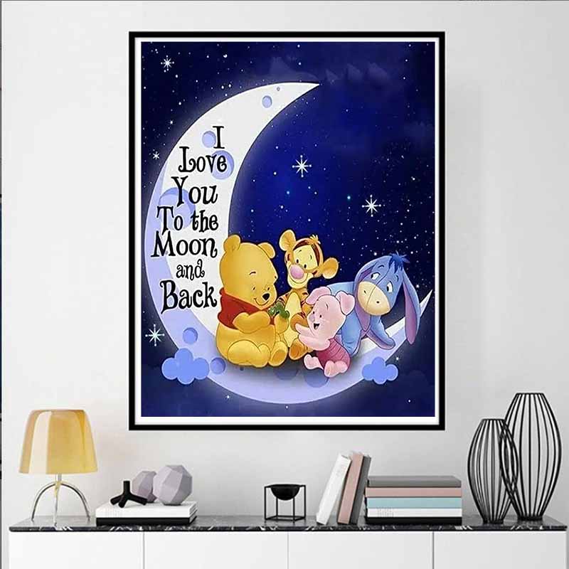 Disney Diamond Painting Winnie The Pooh and Friends Above The Moon Painting DIY Kit Adult Arts and Crafts Home Decor and Gift