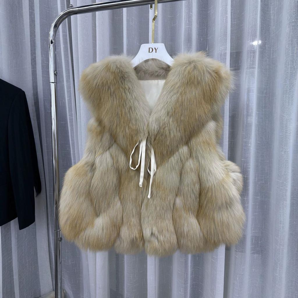 Sweetheart Milk Fox Whole Fur Fox Fur Vest Female Autumn and Winter New Young and Thin Short Hair