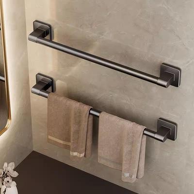 No-Drill Wall-Mounted Aluminum Towel Rack with Suction Cup - Bathroom Storage Bar