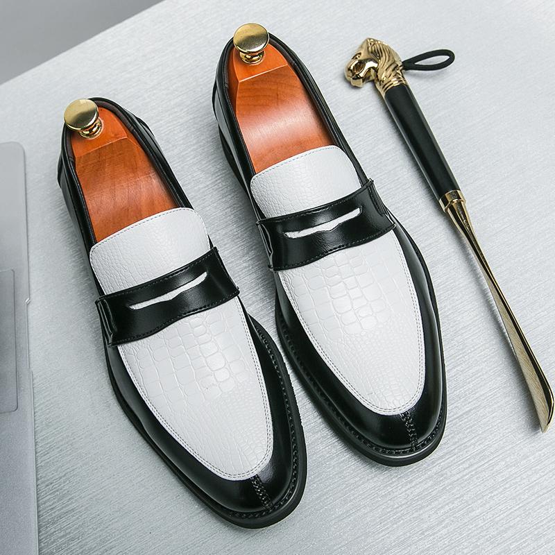 Fashion Loafers Men Fashion Round Toe Slip-On Business Handmade Wedding Shoes Size 38-46
