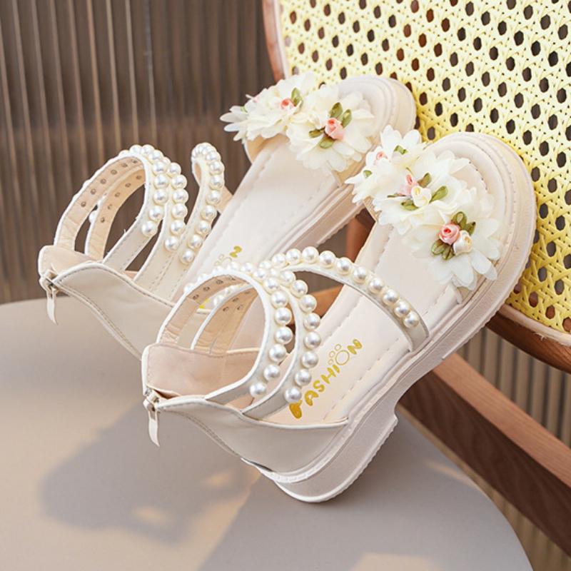 

Босоножки для девочек, летние модные туфли принцессы, летние детские туфли с открытым носком для девочек, школьные римские сандалии 26 белый