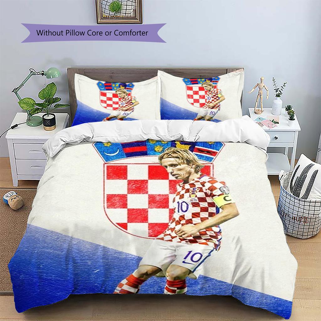 Vzor povlečení Luka Modrić Domácí dekorace Narozeninový dárek (1 * povlak na peřinu + 2 * povlak na polštář, bez jádra)
