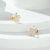 Female Cute Sea Turtle White Crystal Small Stud Earrings Vintage Yellow Gold Color Wedding Fashion Jewelry For Women