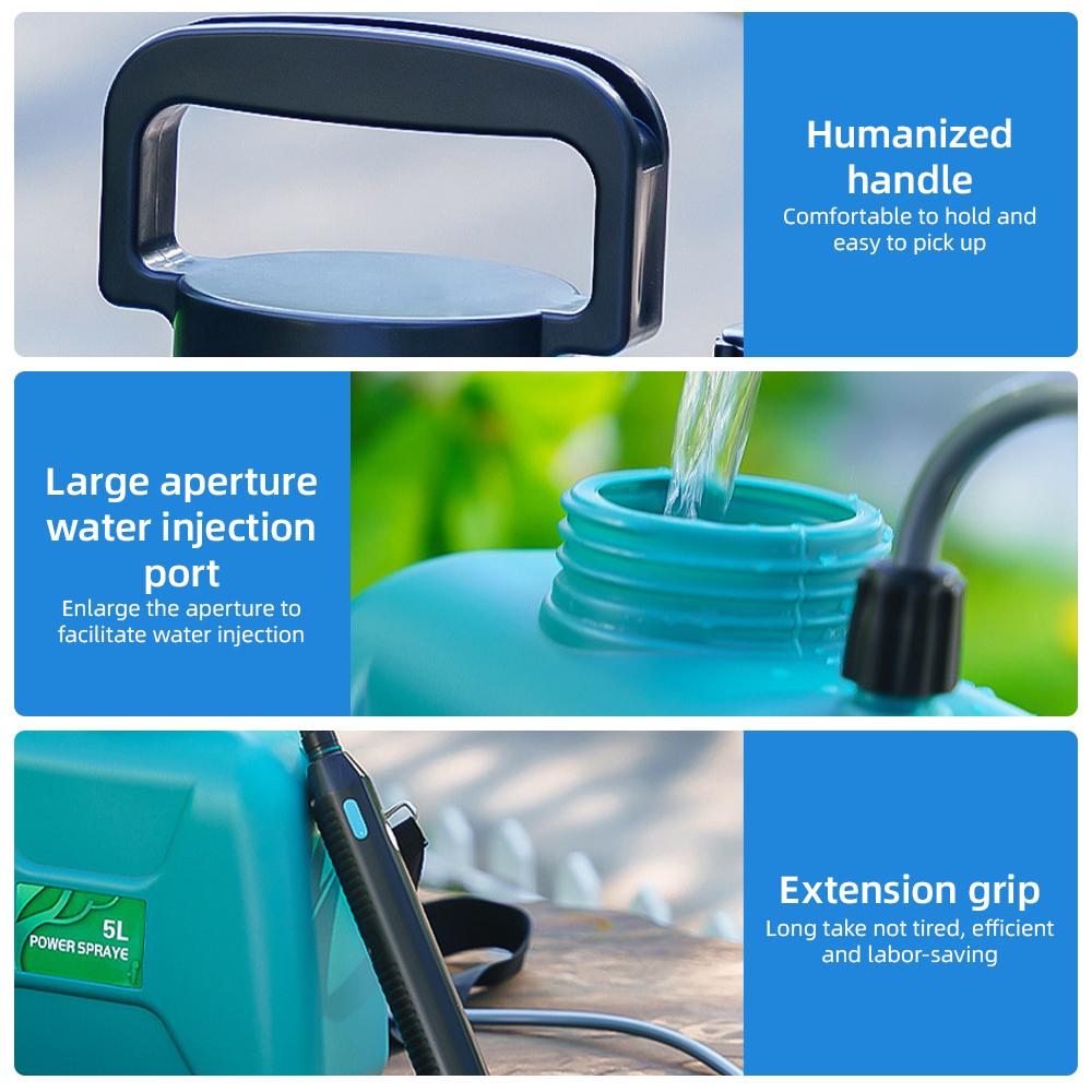 Batteriebetriebenes Sprühgerät 1,32 Gallonen/5L USB wiederaufladbares tragbares Gartensprühgerät mit Teleskop