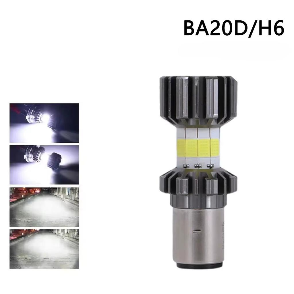 H4 LED Moto H6 BA20D LED Motorcycle Headlight Bulbs 8 Sides COB White 6000K Hi Lo Lamp Scooter Accessories Fog Lights 12V