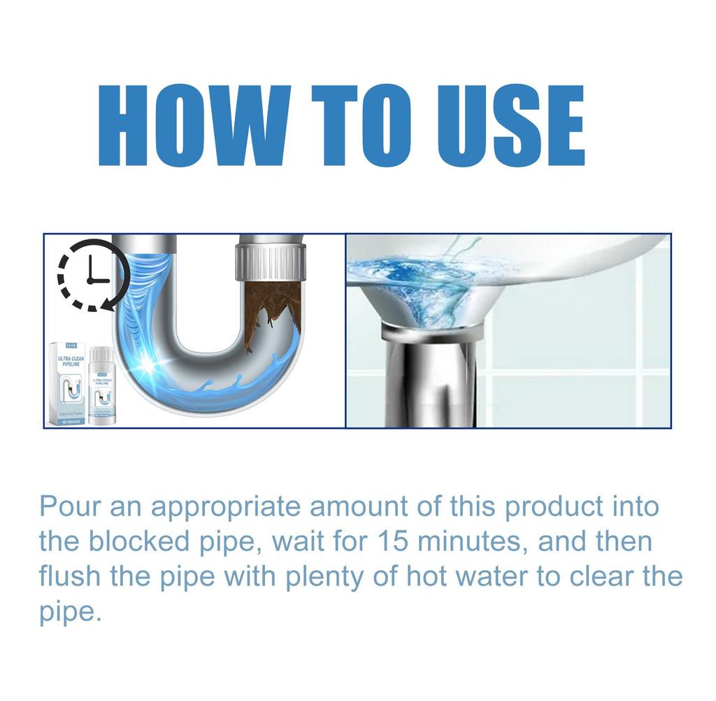 Jue-Fish Drain Cleaning Powder 100g - Unclogging, cleaning, and deodorizing toilet, sewer, kitchen, and sink drains.