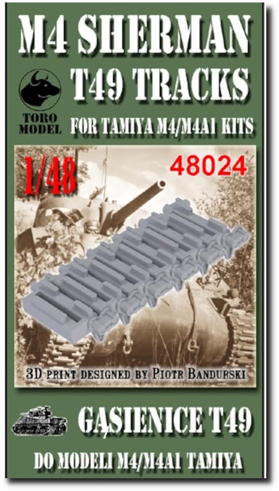 Toromodel 1/48 Гусеницы для M4 Sherman T49 (для Tamiya M4/M4A1) Пластиковые детали модели, напечатанные на 3D-принтере TRM3D48024 (танк)