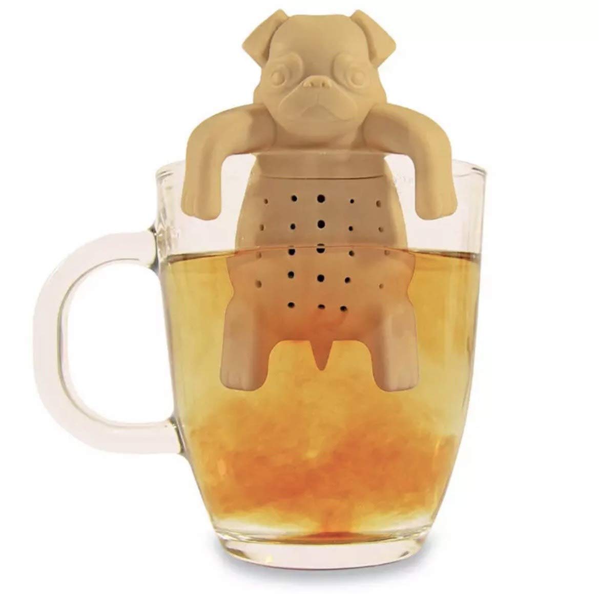 

Cute Pug Dog Tea Strainer, Silicone, Reusable, Washable, Eco-Friendly, Beige