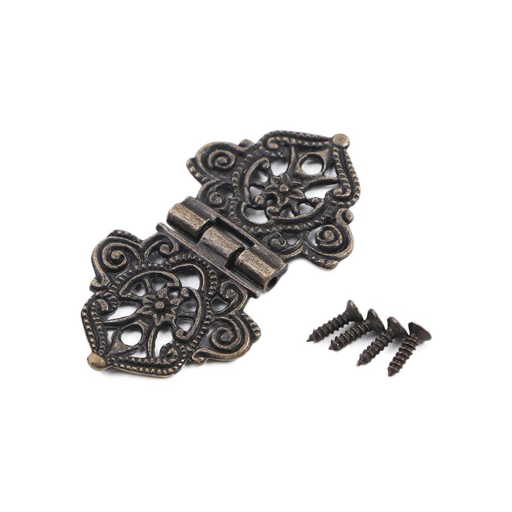 DIY Wooden Box Lace Chinese Style Mini Zinc Zinc Alloy Butt Hinges Hollow Flower Furniture Hardware Antique