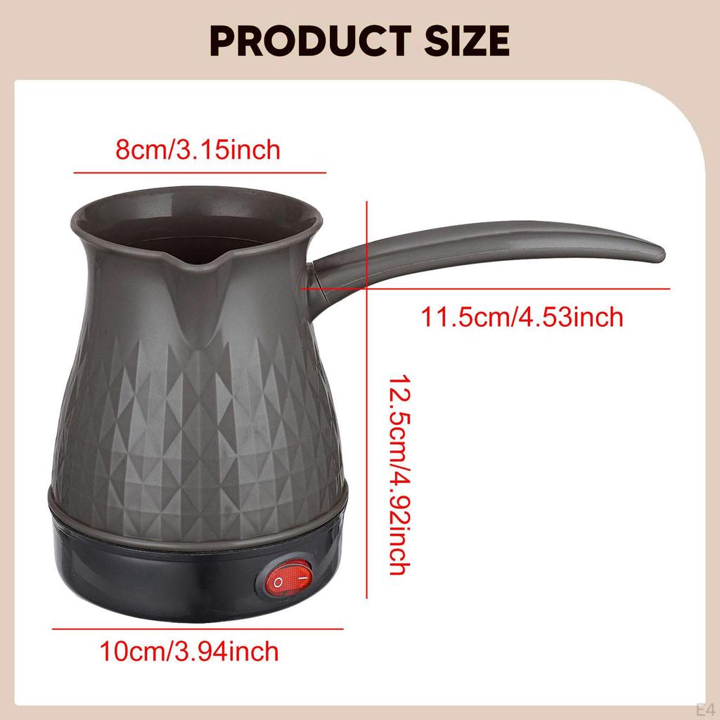Electric Turkish Coffee Pot Warmer Anti Scald Dry Boil Protection Fast Brew with Handle Water
