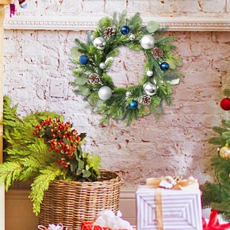 Festival Holiday Wreath Ornament Christmas Wreath Artificial Pine Garlands Festival Wall Hanging for Holiday