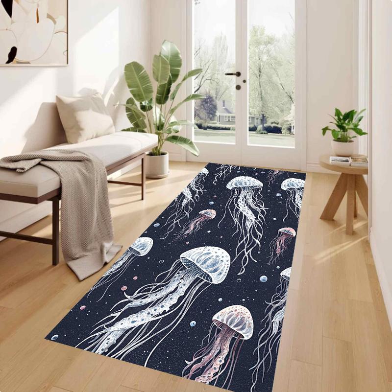 

Cosmic Jellyfish Long Runner Rug Collection Non Slip Wear Resistant Soft Washable Hallway Kitchen Laundry Room Decor Rug 40X120CM