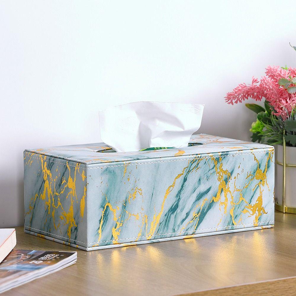 Minimalist Marbling Leather Tissue Box Nordic Style Napkin Holder Draw Paper Storage Box Bedroom