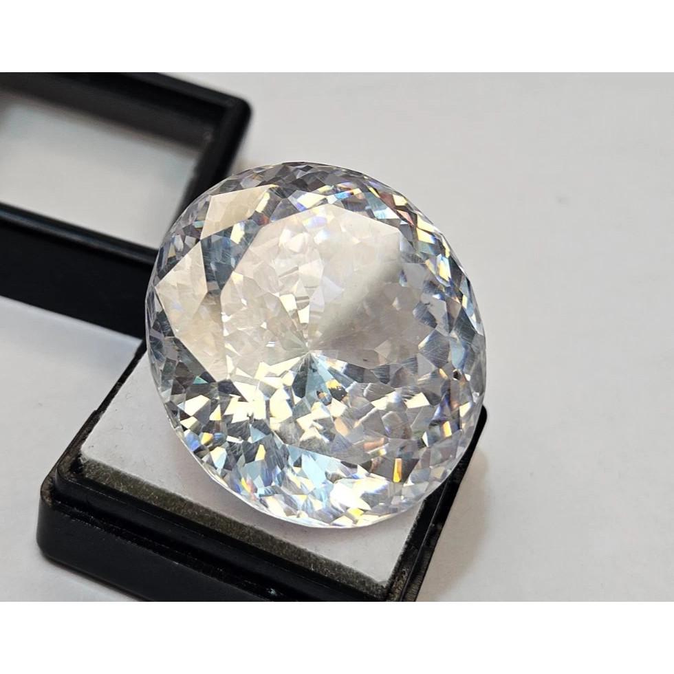 Round Cut Cambodia White Zircon 135+ Ct VVS Certified Loose Gemstone