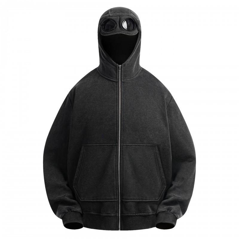 Men Women Casual Hip Hop Hoodie Solid Color Zip Up Streetwear Sweatshirt Teens