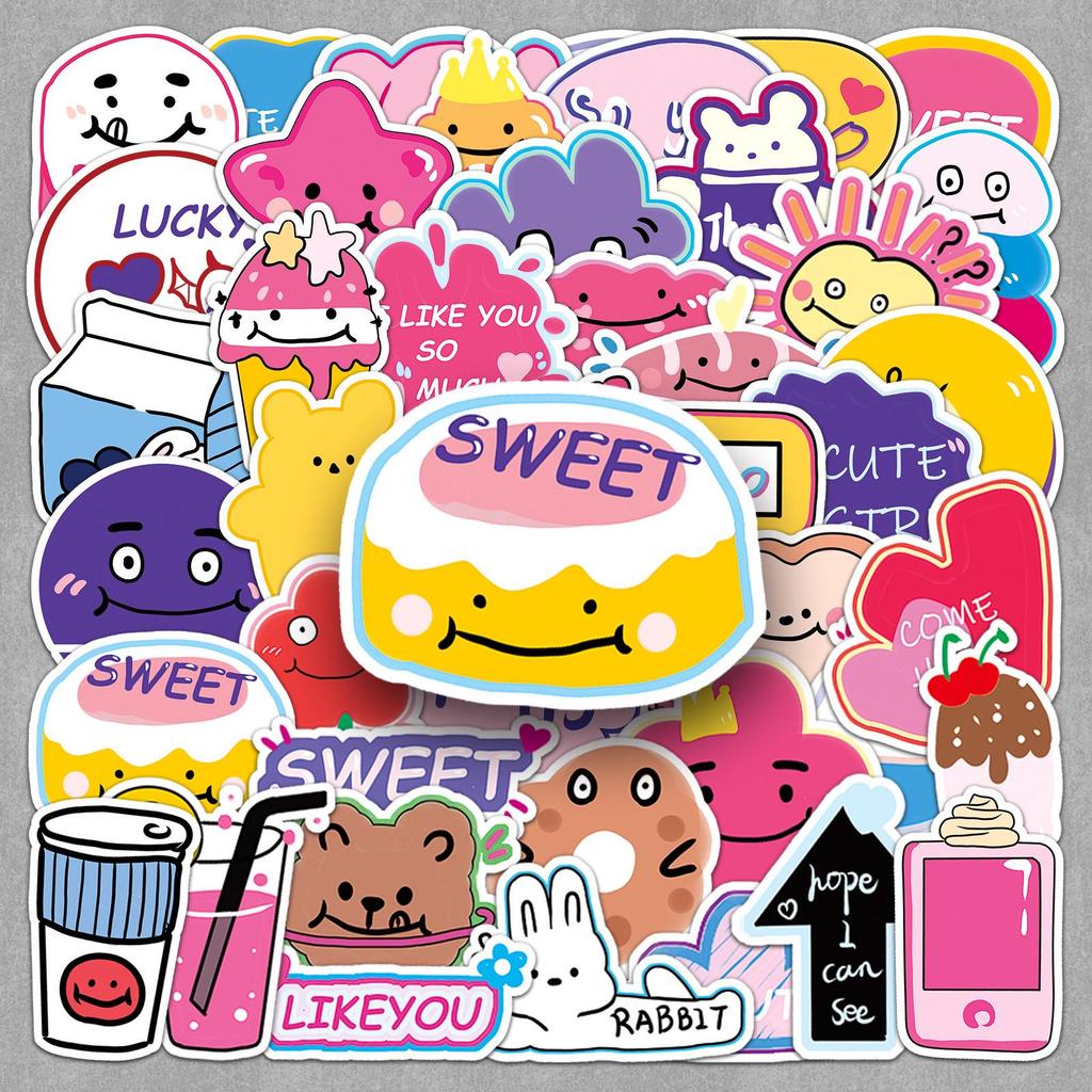 50 Sheets Korean Style Cartoon Stickers: Hand-drawn, Non-infringing, Ideal for DIY Journaling and Laptops