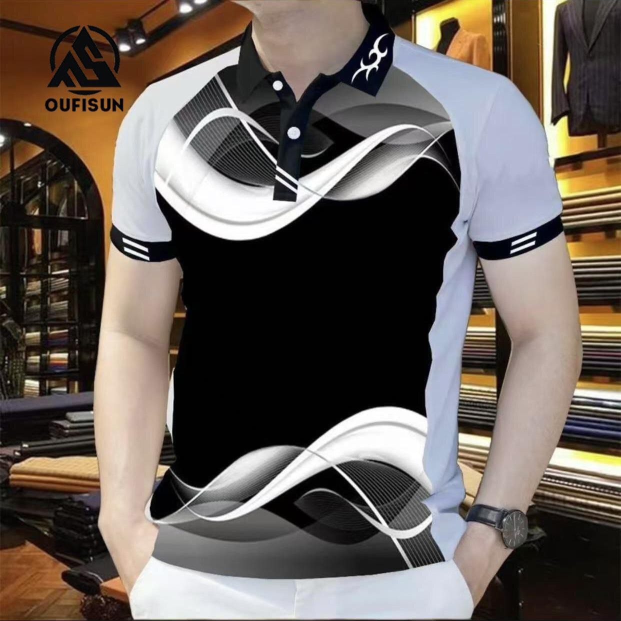 

Брендовые мужские деловые рубашки поло для мужчин, рубашки поло с коротким рукавом, тонкие поло, повседневные топы с коротким рукавом 5XL