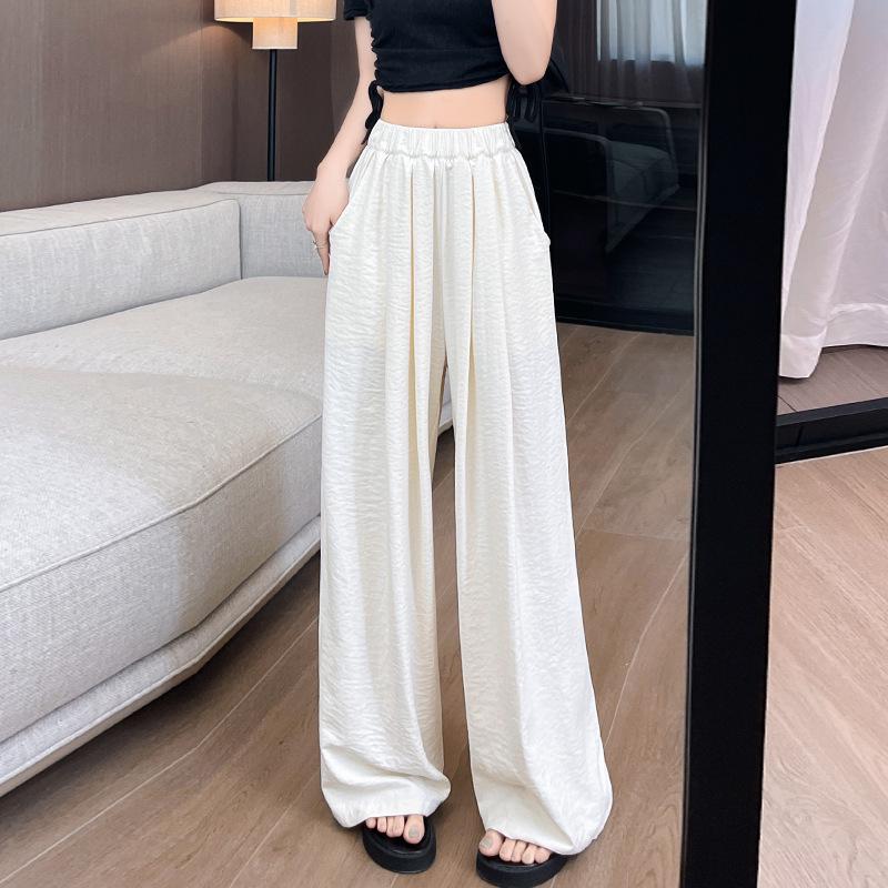 

White Pants Women s Summer New Small High-waisted Wide-leg Pants S