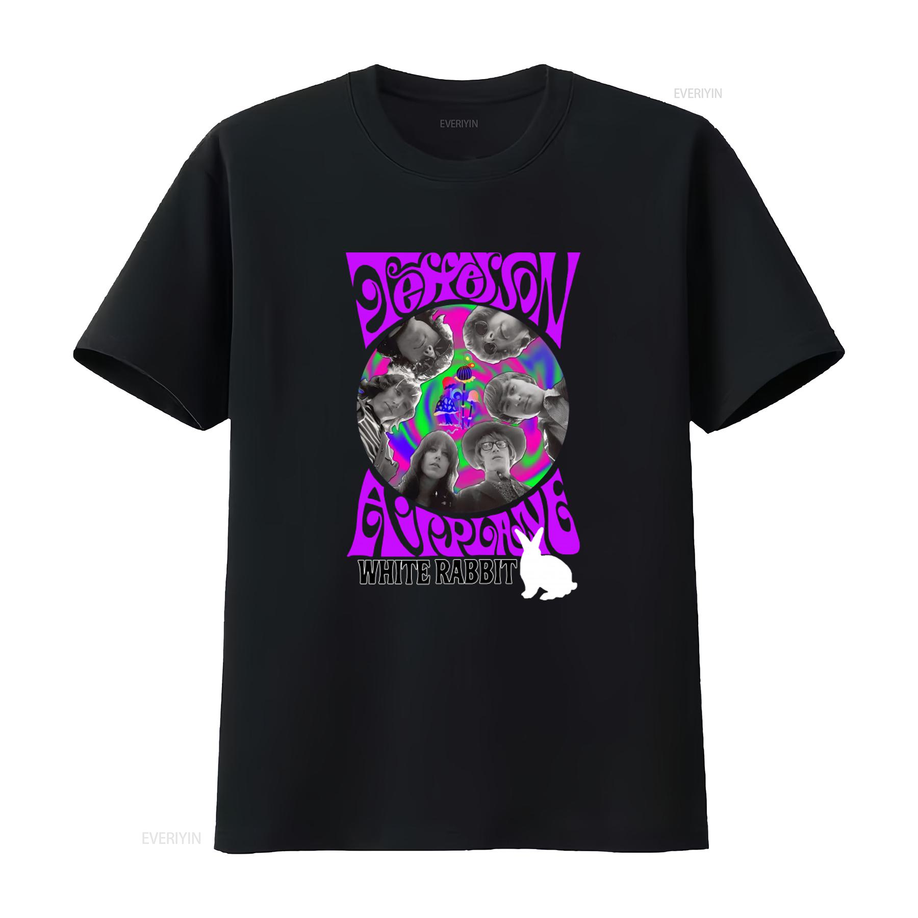 

White Rabbit Jefferson Airplane T Shirt Retro Surrealistic Design Best Friend Idea vintage Washed graphic Versatile Stretched 4XL