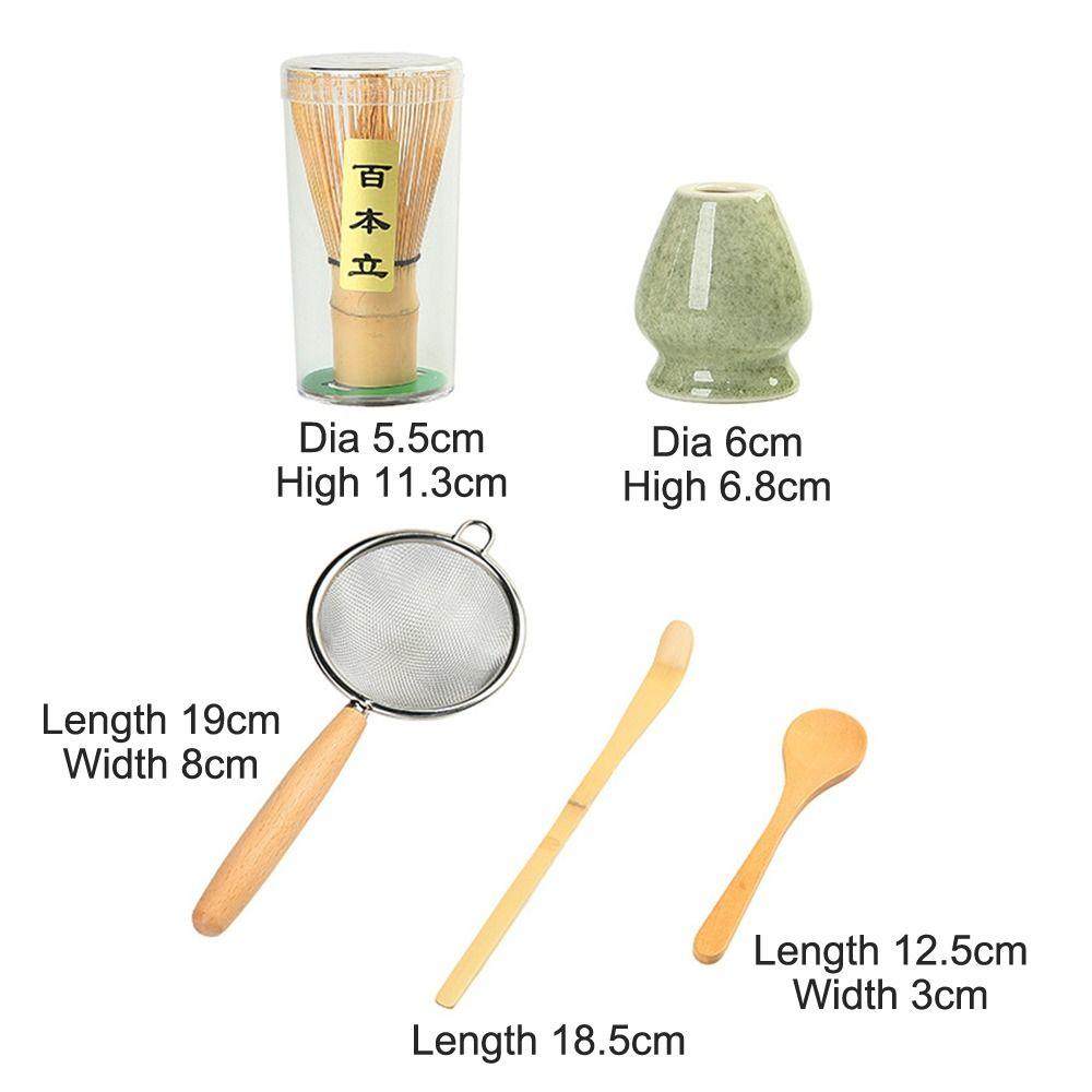 5pcs New Ceramic Matcha Whisk Set Bamboo Reusable Matcha Green Tea Powder Whisk Japanese Tea Set Kitchen Accessories