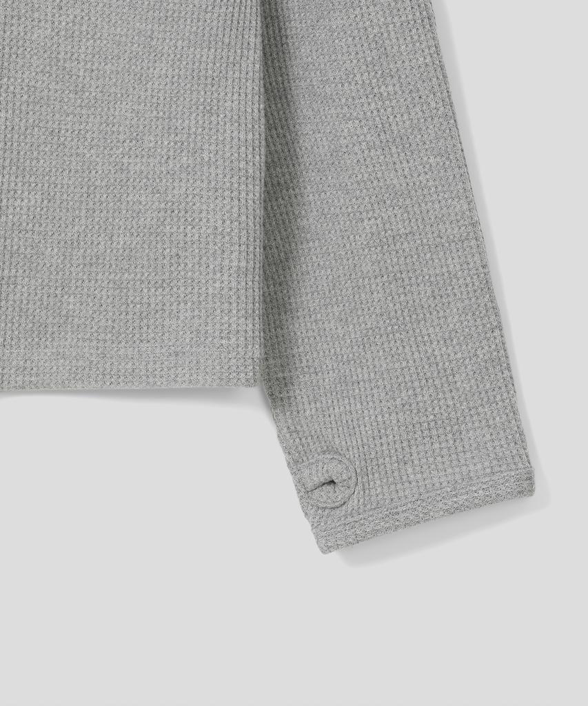 Waffle Fingerhole Hoodie_Light Gray