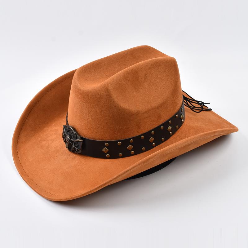Suede Western Cowboy Hats Vintage Big-edge Gentleman Cowgirl Jazz Hat Holidays Party Cosplay Hat Sombrero Caps