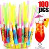 100/50/10Pcs Cocktail Umbrella Drinking Straw Disposable Bendable Straw Beach Theme Hawaii Parties Bar Cocktail Home Decoration