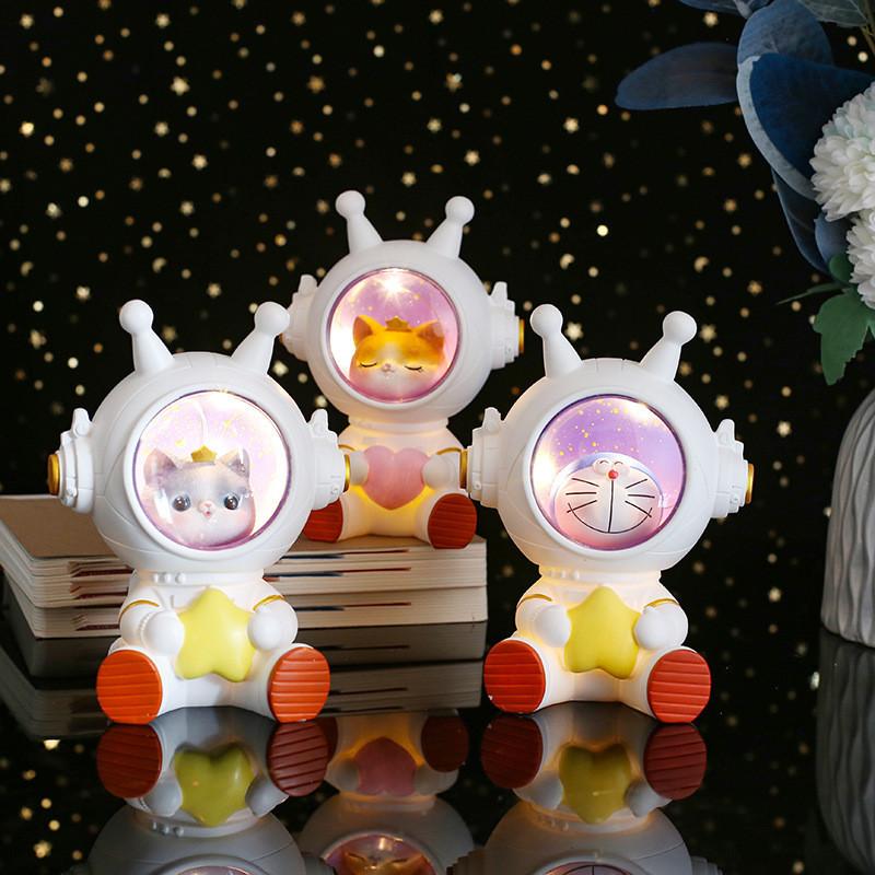 Cartoon Astronaut Space Animal Atmosphere Night Light Resin Figurine Gift For Girls Boys