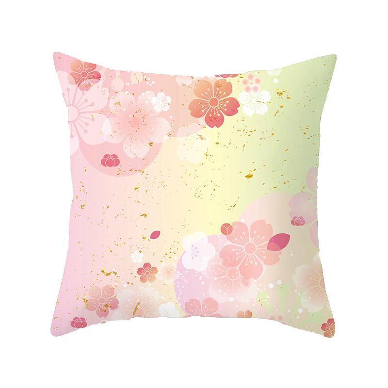 Peach Leather Velvet Fresh Pink Flower Pillowcase Home Sofa Pillow Cushion Cover Core-free