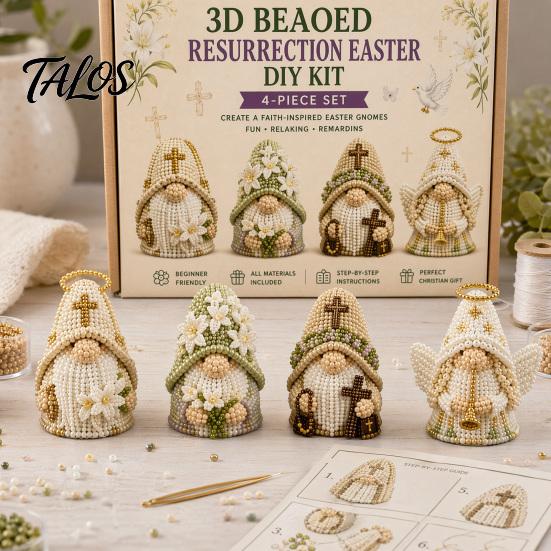 Talos 3D Gnome Bead Craft Kit, Beaded Nativity DIY Faith Religious Art Project with Tools And Instructions for Christians Adults