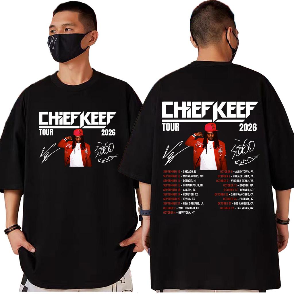 Rapper Chief Keef Tour 2026 T-shirts Men Women Hip Hop Vintage Short Sleeve T Shirt Fashion Casual Oversized T-shirt Streetwear