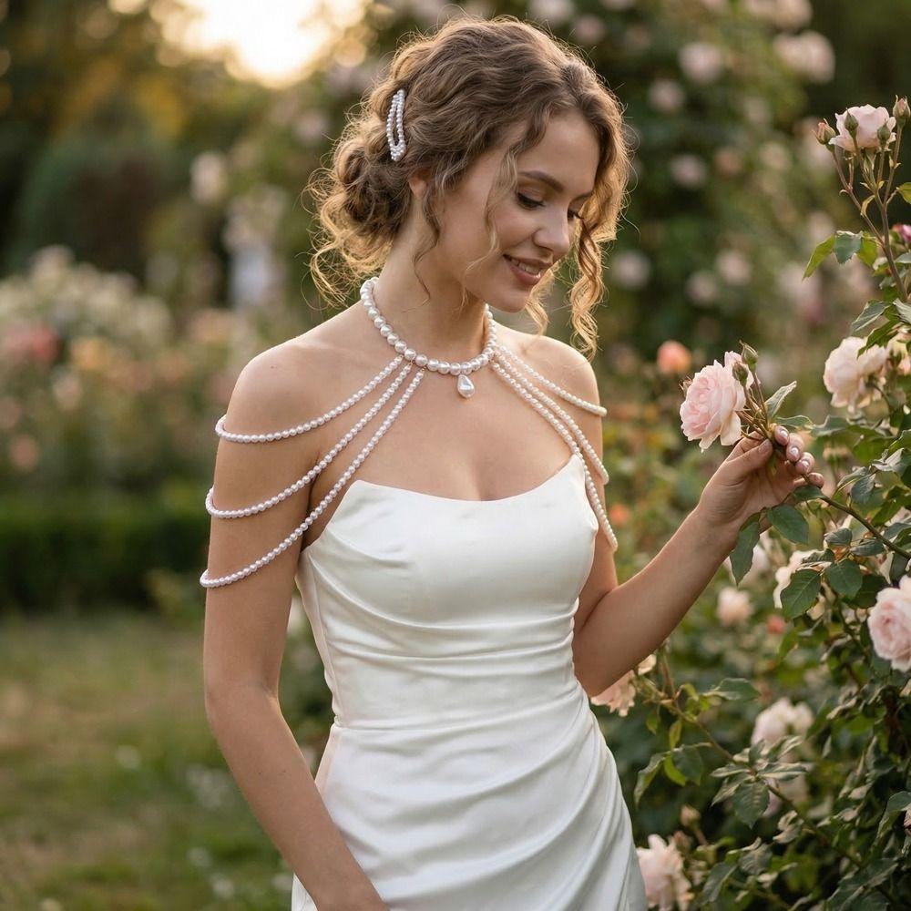 Perlen Imitation Perle Schulterkette Mehrschichtige Schulter Körperkette Bankett Partys